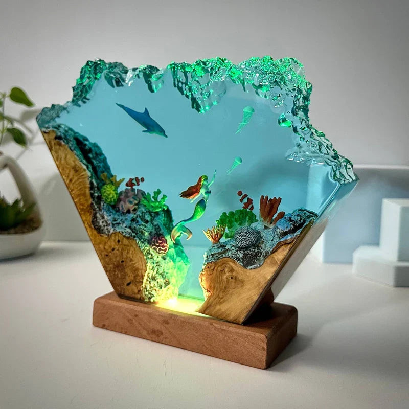 きらめく海底 レジンテーブルランプ