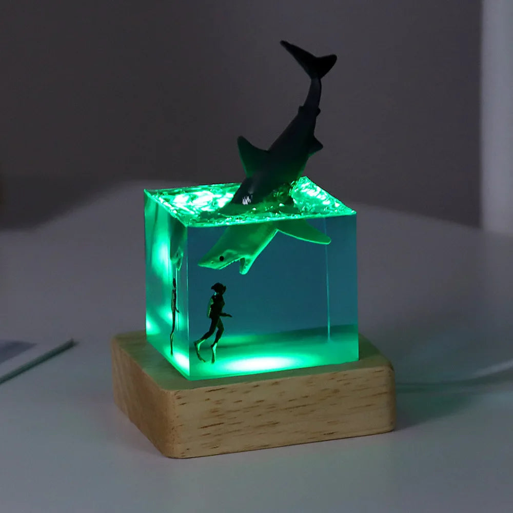 海の生きもの レジンキューブランプ